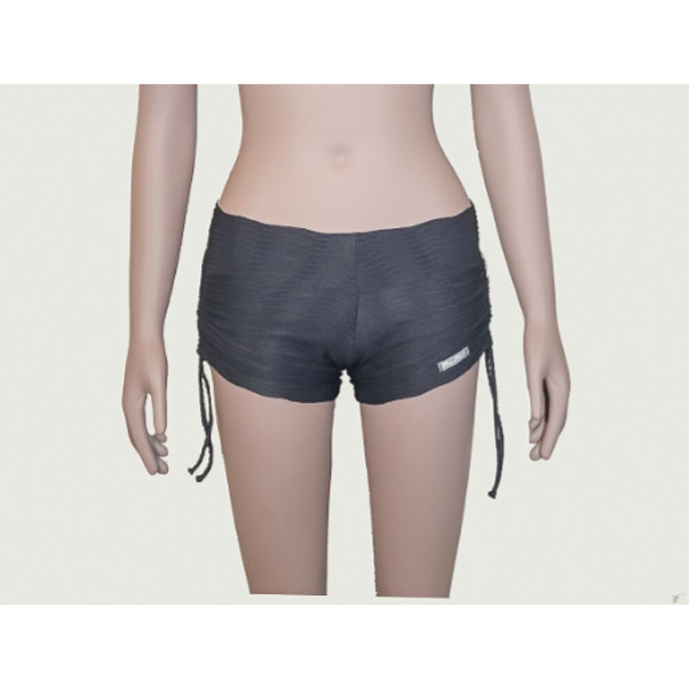 Black Ruched Active Shorts Small Drawstring Side Workout Shorts - Picture 4 of 5